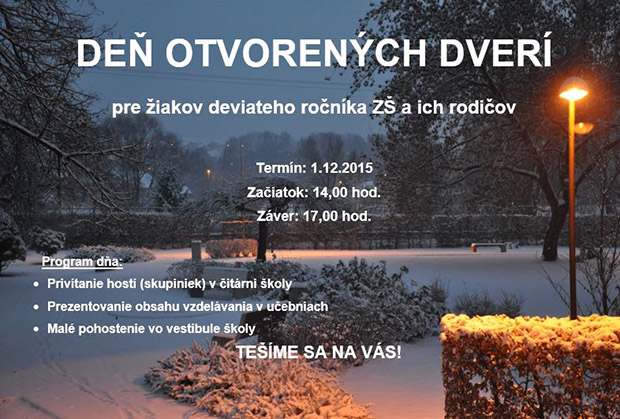 1. december 2015 - deň otvorených dverí pre deviatakov - Gymnázium Púchov